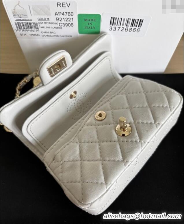 Reasonable Price Chanel Lambskin Classic Mini Bag with hook and Heart Charm AP4760 Light Grey 2025