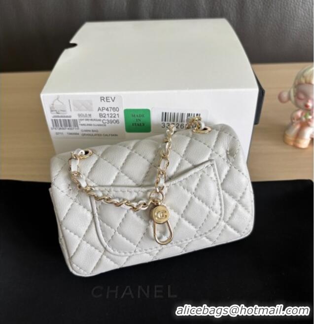 Reasonable Price Chanel Lambskin Classic Mini Bag with hook and Heart Charm AP4760 Light Grey 2025