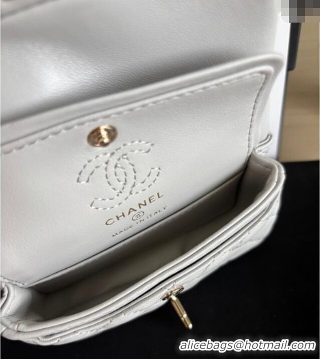 Reasonable Price Chanel Lambskin Classic Mini Bag with hook and Heart Charm AP4760 Light Grey 2025