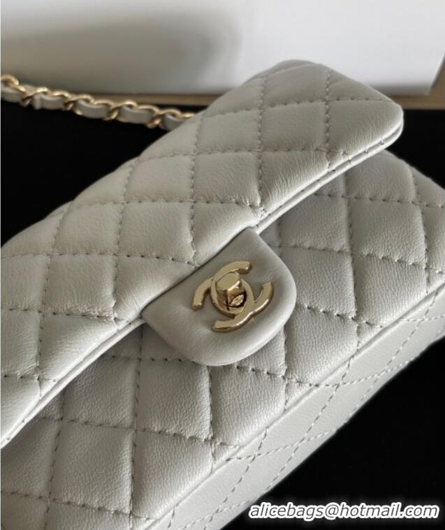 Reasonable Price Chanel Lambskin Classic Mini Bag with hook and Heart Charm AP4760 Light Grey 2025