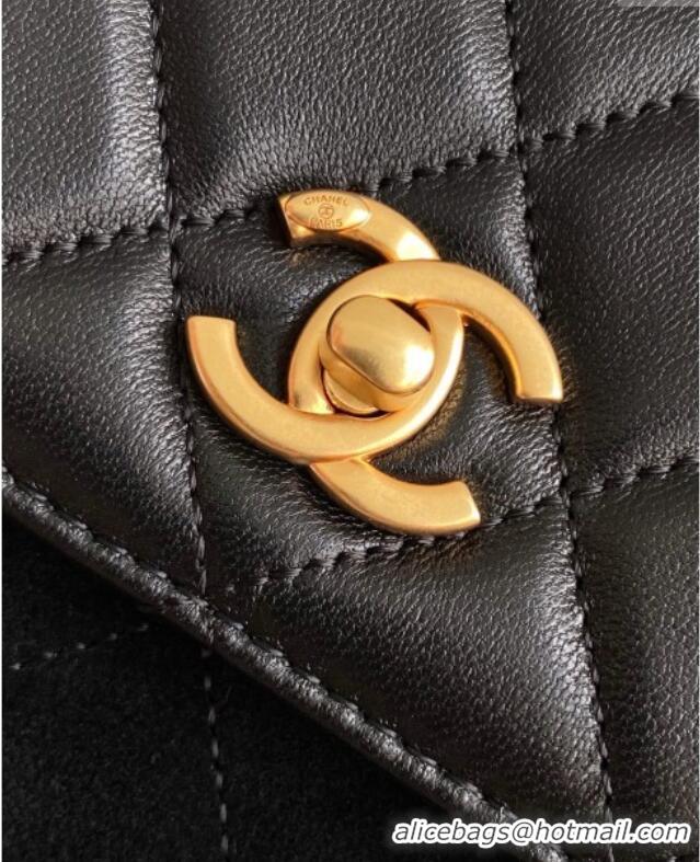 Famous Brand Chanel Suede & Lambskin Phone Holder with Strap AP4679 Black 2025