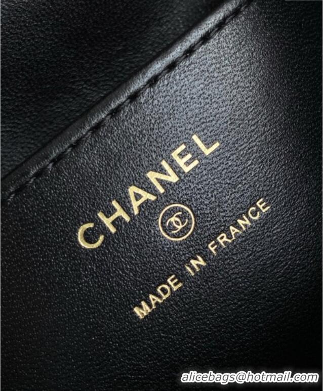 Famous Brand Chanel Suede & Lambskin Phone Holder with Strap AP4679 Black 2025