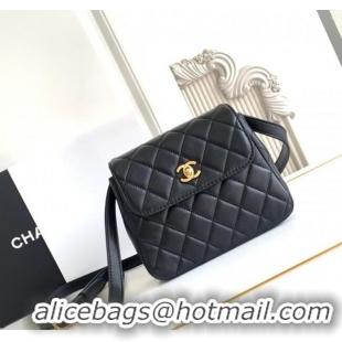 Traditional Specials Chanel Calfskin Leather Phone Holder with Strap AP4679 Black 2025