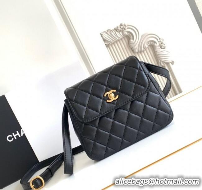 Traditional Specials Chanel Calfskin Leather Phone Holder with Strap AP4679 Black 2025