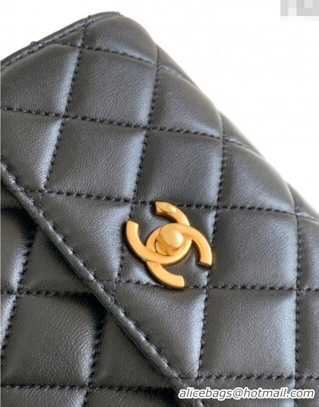 Traditional Specials Chanel Calfskin Leather Phone Holder with Strap AP4679 Black 2025