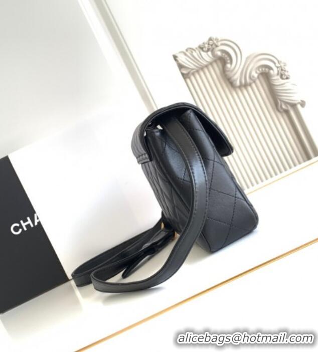 Traditional Specials Chanel Calfskin Leather Phone Holder with Strap AP4679 Black 2025