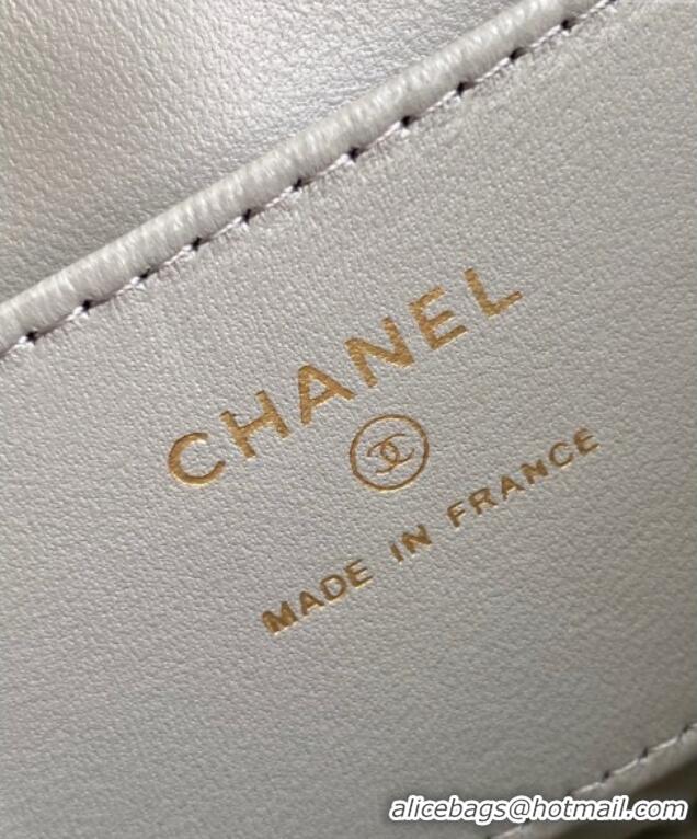 Luxury Cheap Chanel Suede & Lambskin Phone Holder with Strap AP4679 Black/Grey 2025