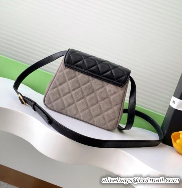 Luxury Cheap Chanel Suede & Lambskin Phone Holder with Strap AP4679 Black/Grey 2025