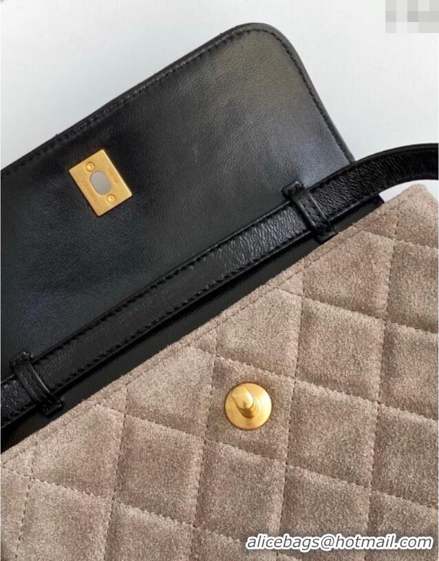 Luxury Cheap Chanel Suede & Lambskin Phone Holder with Strap AP4679 Black/Grey 2025