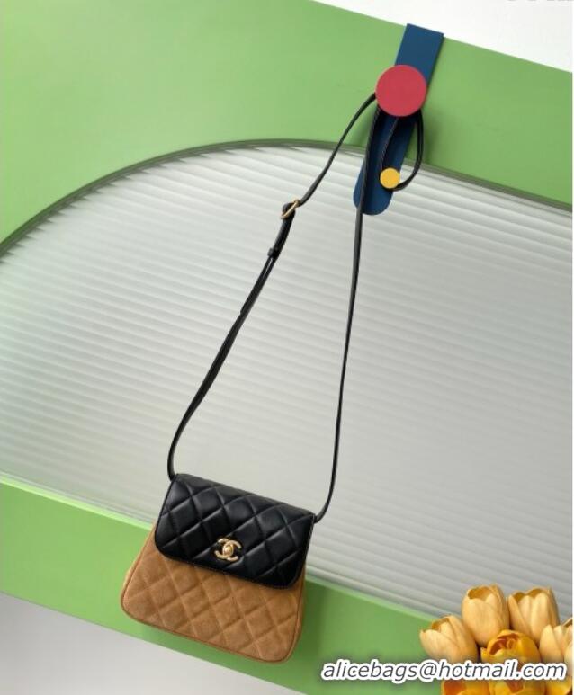 Cheapest Chanel Suede & Lambskin Phone Holder with Strap AP4679 Beige/Black 2025