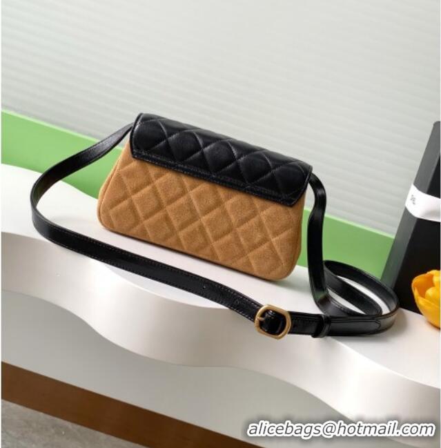 Most Popular Chanel Suede & Lambskin Phone Holder with Strap AP4677 Beige/Black 2025
