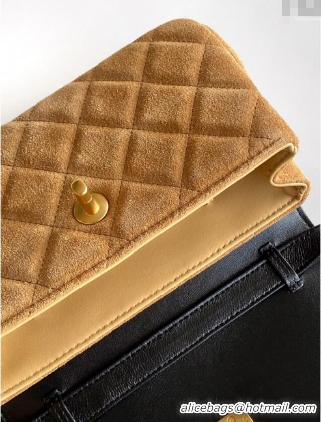 Most Popular Chanel Suede & Lambskin Phone Holder with Strap AP4677 Beige/Black 2025