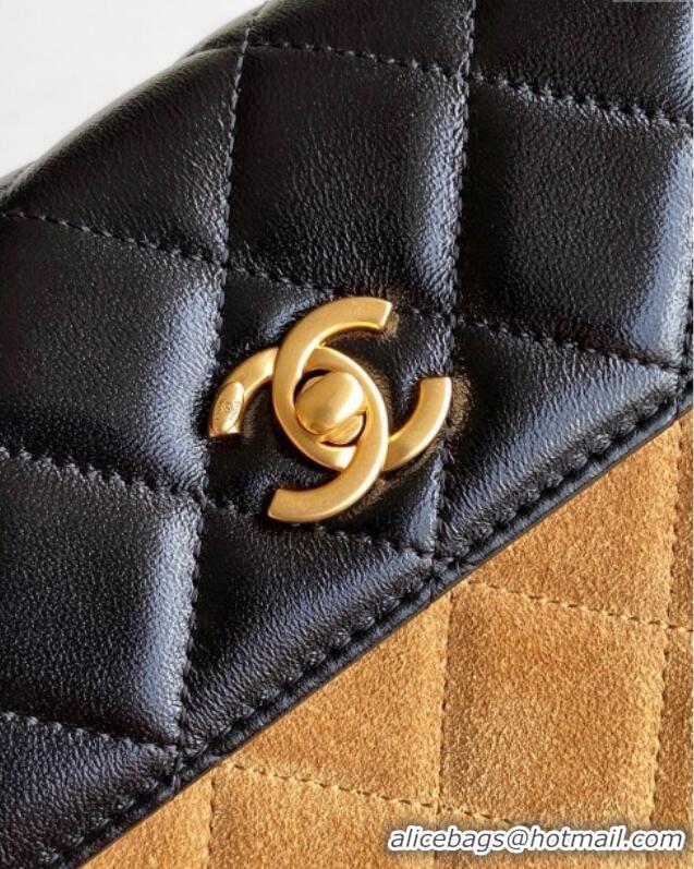 Most Popular Chanel Suede & Lambskin Phone Holder with Strap AP4677 Beige/Black 2025