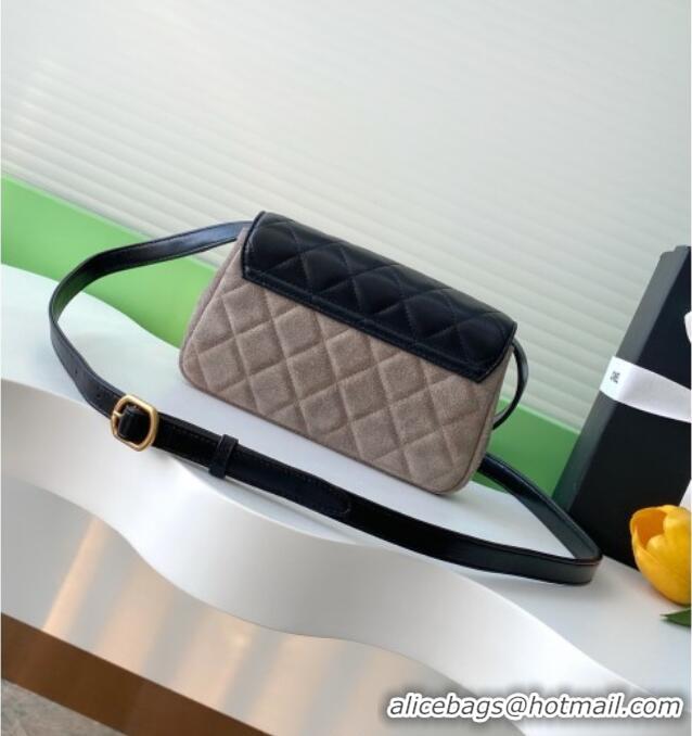 Good Looking Chanel Suede & Lambskin Phone Holder with Strap AP4677 Grey/Black 2025
