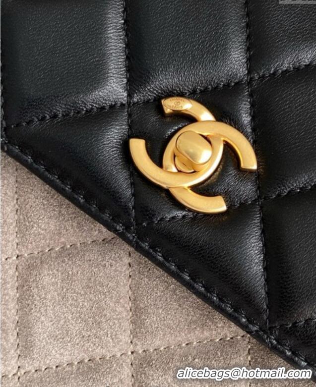 Good Looking Chanel Suede & Lambskin Phone Holder with Strap AP4677 Grey/Black 2025