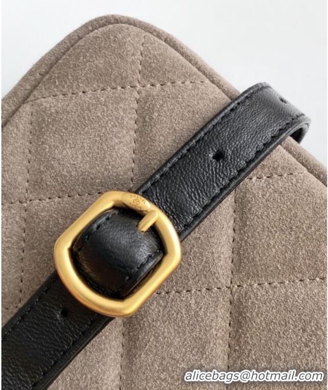 Good Looking Chanel Suede & Lambskin Phone Holder with Strap AP4677 Grey/Black 2025