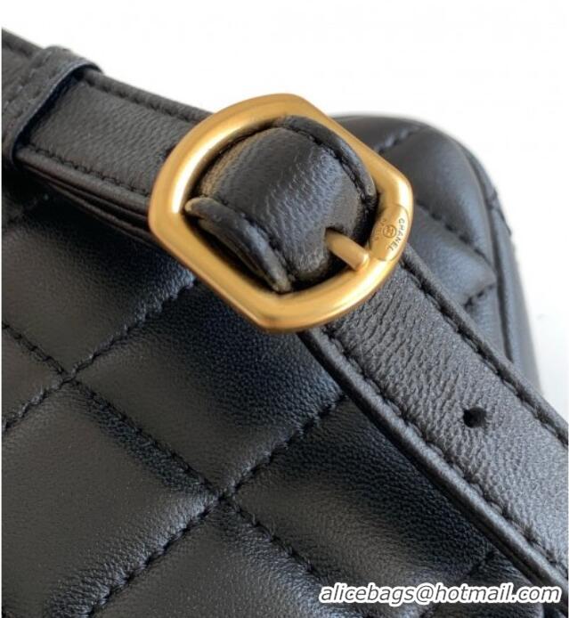 Grade Discount Chanel Calfskin Leather Phone Holder with Strap AP4677 Black 2025