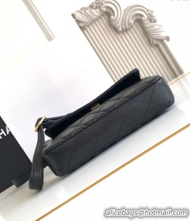 Grade Discount Chanel Calfskin Leather Phone Holder with Strap AP4677 Black 2025