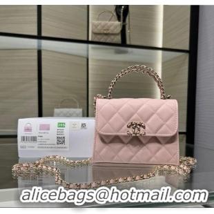 Best Price Chanel Grained Shiny Calfskin Clutch with Chain AP3237 Light Pink 2025