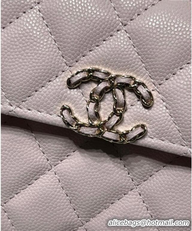Best Price Chanel Grained Shiny Calfskin Clutch with Chain AP3237 Light Pink 2025