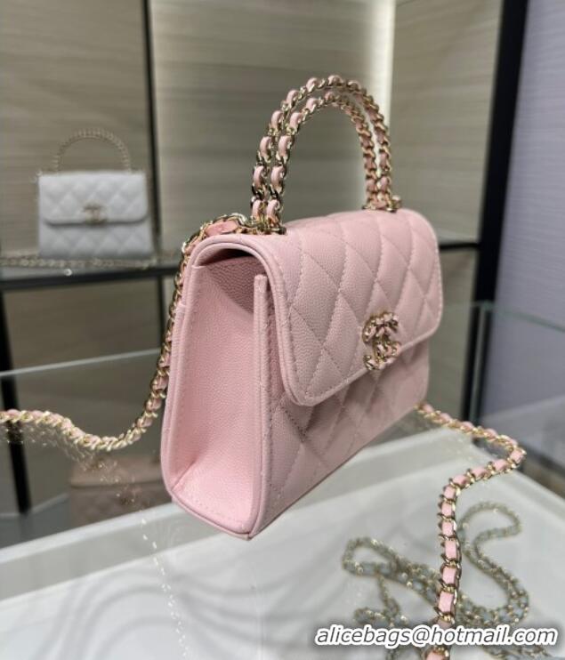 Best Price Chanel Grained Shiny Calfskin Clutch with Chain AP3237 Light Pink 2025
