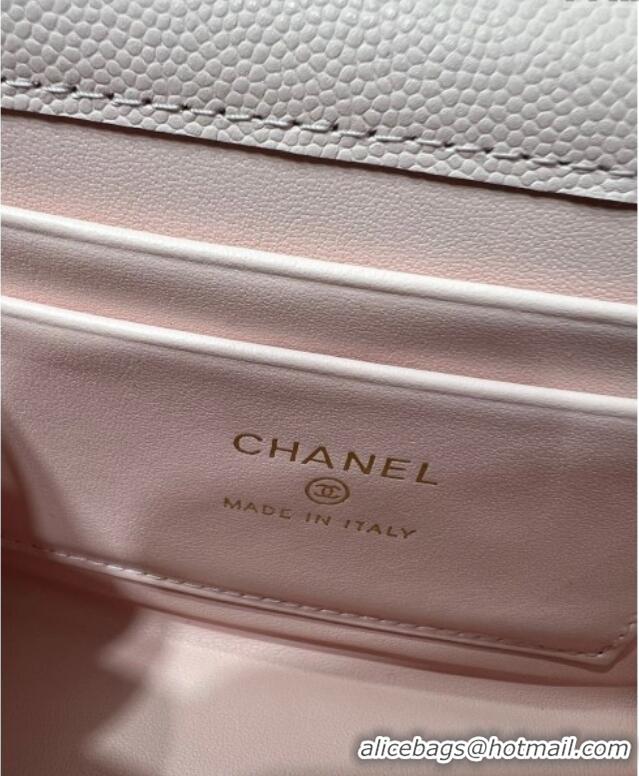 Best Price Chanel Grained Shiny Calfskin Clutch with Chain AP3237 Light Pink 2025