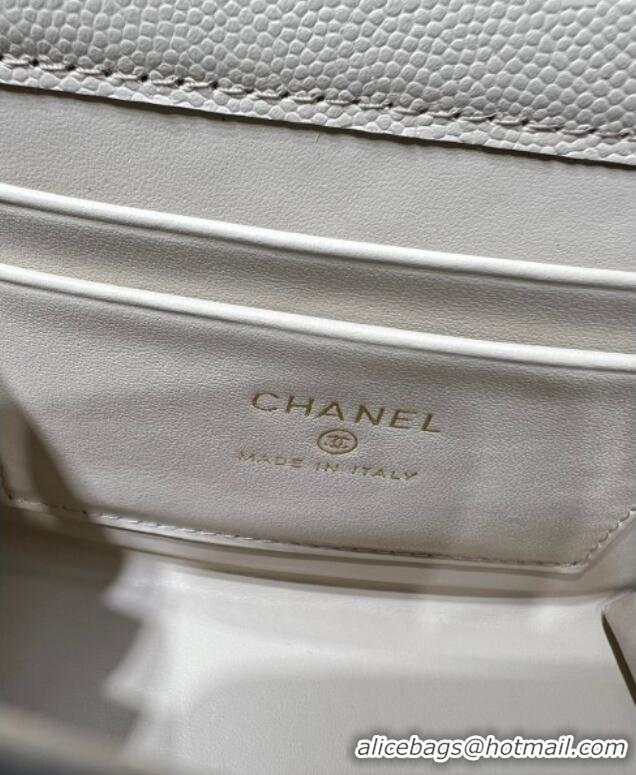 Unique Discount Chanel Grained Shiny Calfskin Clutch with Chain AP3237 Beige 2025