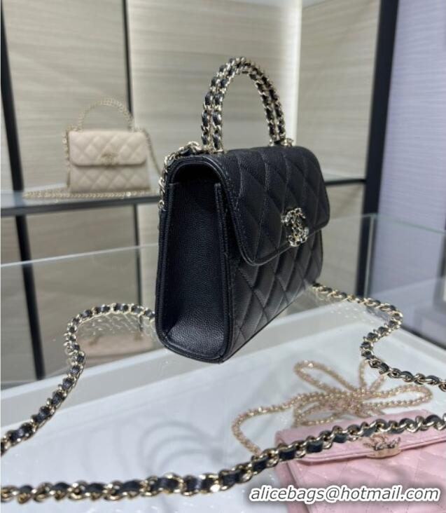 Super Quality Chanel Grained Shiny Calfskin Clutch with Chain AP3237 Black 2025