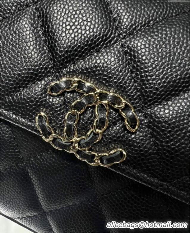Super Quality Chanel Grained Shiny Calfskin Clutch with Chain AP3237 Black 2025
