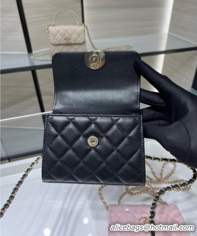 Super Quality Chanel Grained Shiny Calfskin Clutch with Chain AP3237 Black 2025