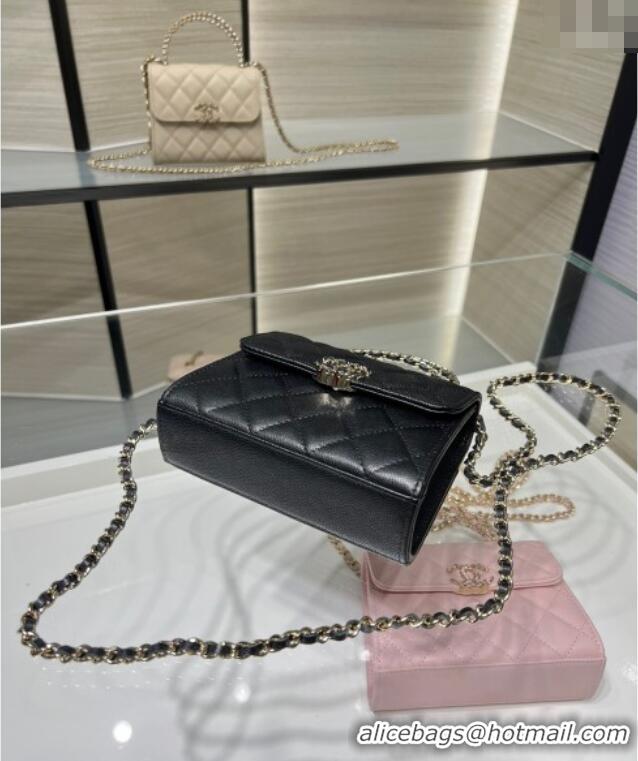 Super Quality Chanel Grained Shiny Calfskin Clutch with Chain AP3237 Black 2025