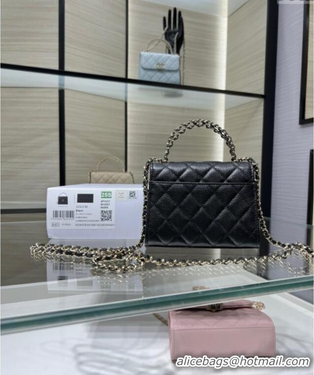 Super Quality Chanel Grained Shiny Calfskin Clutch with Chain AP3237 Black 2025