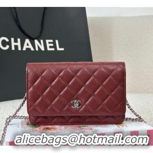 Luxury Discount Chanel Grained Calfskin Classic Wallet on Chain WOC AP4241 Dark Brown/Silver 2025