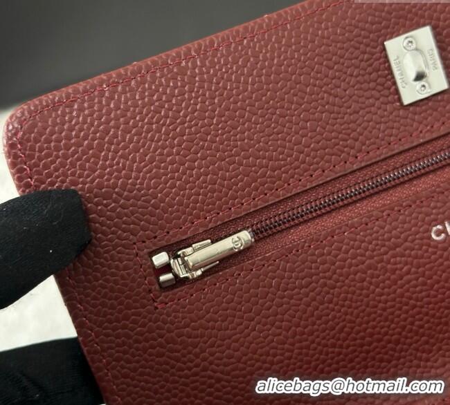 Luxury Discount Chanel Grained Calfskin Classic Wallet on Chain WOC AP4241 Dark Brown/Silver 2025