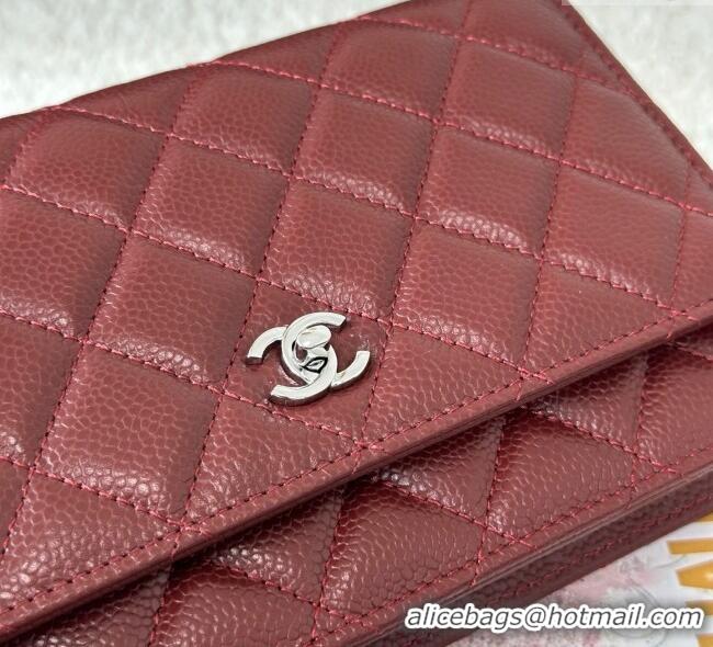 Luxury Discount Chanel Grained Calfskin Classic Wallet on Chain WOC AP4241 Dark Brown/Silver 2025