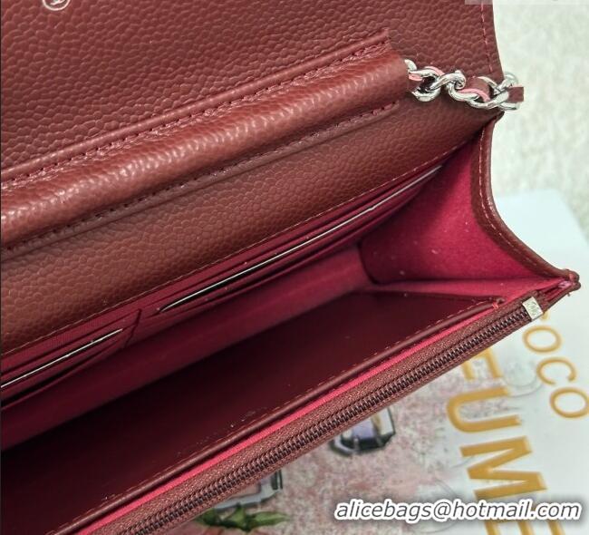Luxury Discount Chanel Grained Calfskin Classic Wallet on Chain WOC AP4241 Dark Brown/Silver 2025