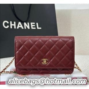 Top Design Chanel Grained Calfskin Classic Wallet on Chain WOC AP4241 Dark Brown/Gold 2025