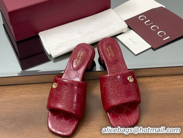 Lower Price Gucci Flat Slides Sandal in Shiny GG Leather Red 0609140