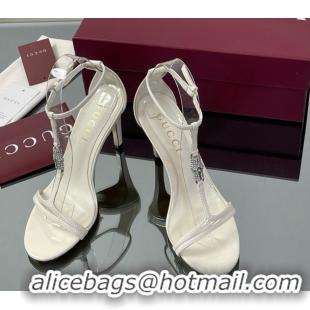 Grade Quality Gucci Patent Leather Sandal with Bamboo 9.5cm Heel White 070405