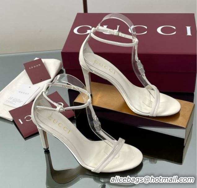 Grade Quality Gucci Patent Leather Sandal with Bamboo 9.5cm Heel White 070405