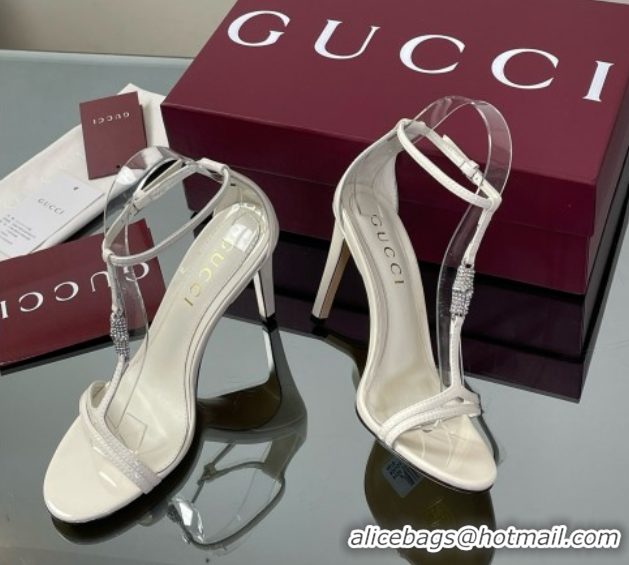 Grade Quality Gucci Patent Leather Sandal with Bamboo 9.5cm Heel White 070405