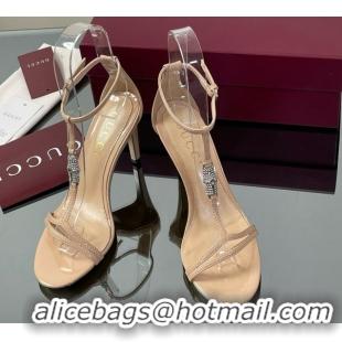 Pretty Style Gucci Patent Leather Sandal with Bamboo 9.5cm Heel Beige 5070406