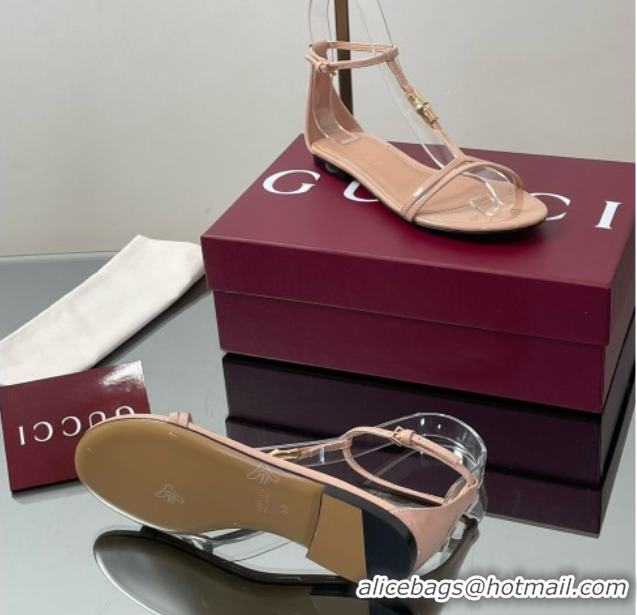 Best Price Gucci Patent Leather Thong Sandal with Bamboo Beige 070410