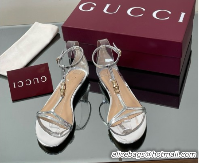 Classic Hot Gucci Patent Leather Thong Sandal with Bamboo Silver 5070412