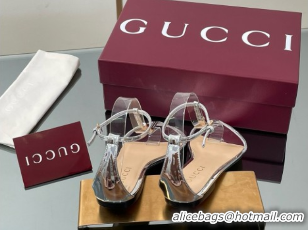 Classic Hot Gucci Patent Leather Thong Sandal with Bamboo Silver 5070412