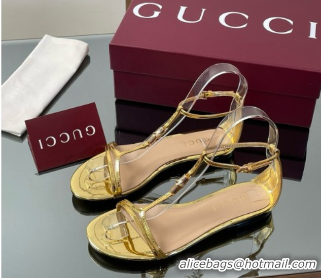 Purchase Gucci Patent Leather Thong Sandal with Bamboo Gold 5070413
