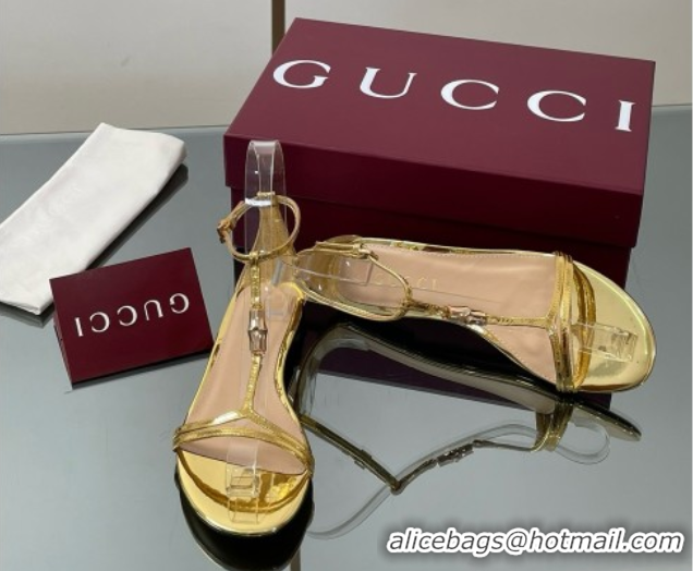 Purchase Gucci Patent Leather Thong Sandal with Bamboo Gold 5070413
