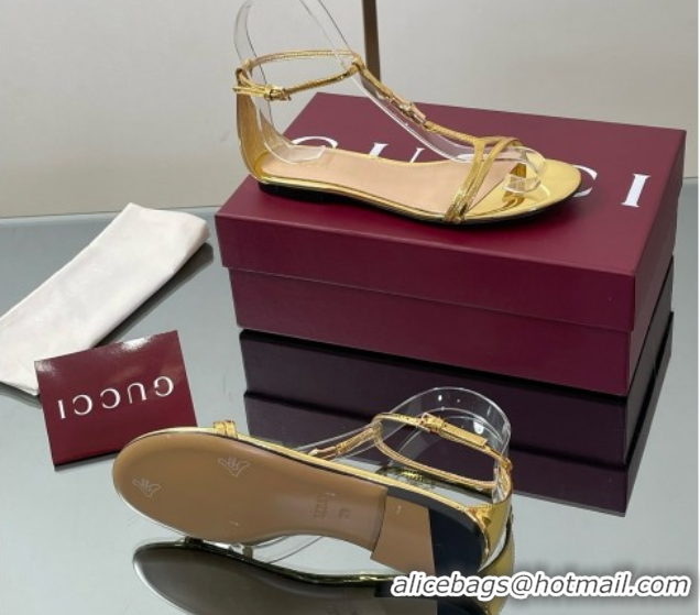 Purchase Gucci Patent Leather Thong Sandal with Bamboo Gold 5070413