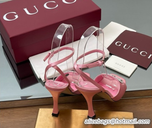 Best Price Gucci Satin Sandal with Horsebit 10.5cm Heel 834344 Pink