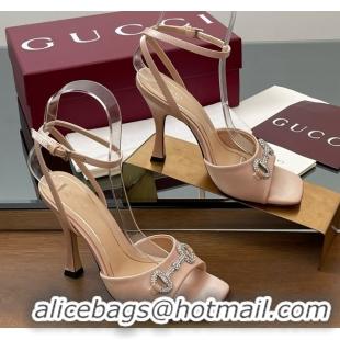 Unique Style Gucci Satin Sandal with Horsebit 10.5cm Heel 834344 Beige